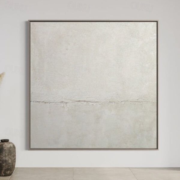 3D White oil painting Hand-Painted Thick Texture Oil Painting handpainted Beige White Painting On Canvas Abstract 3D white Textured oil painting Wall
