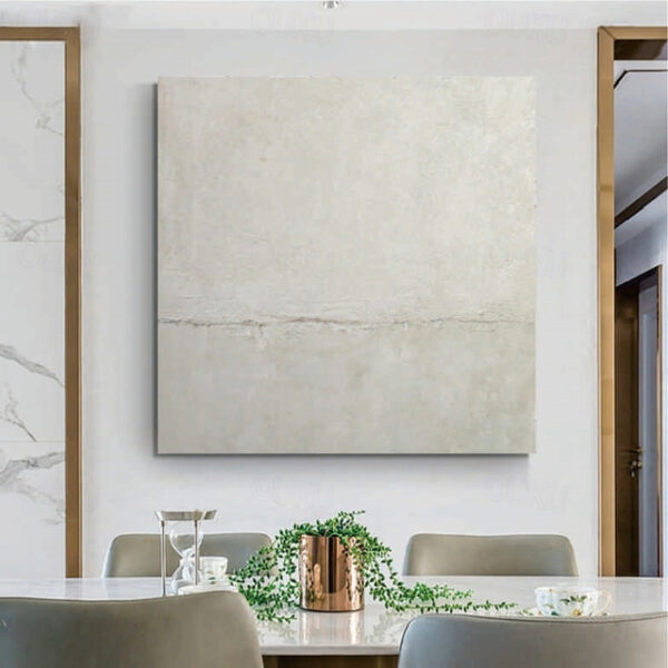 3D White oil painting Hand-Painted Thick Texture Oil Painting handpainted Beige White Painting On Canvas Abstract 3D white Textured oil painting Wall