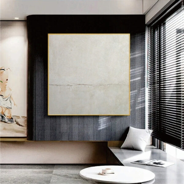 3D White oil painting Hand-Painted Thick Texture Oil Painting handpainted Beige White Painting On Canvas Abstract 3D white Textured oil painting Wall