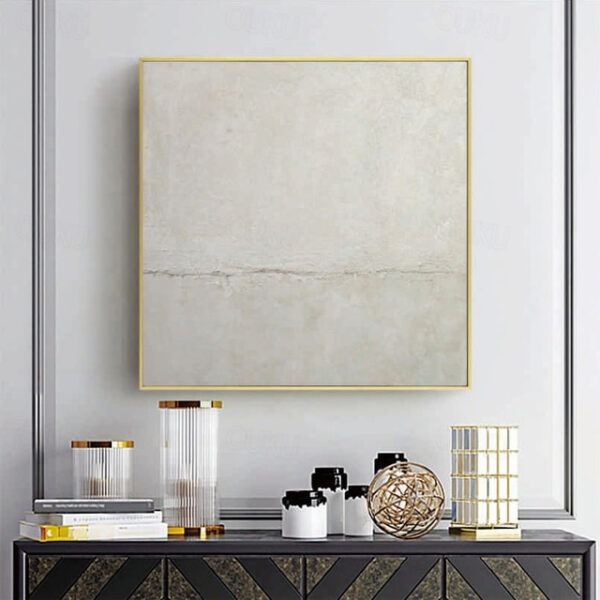 3D White oil painting Hand-Painted Thick Texture Oil Painting handpainted Beige White Painting On Canvas Abstract 3D white Textured oil painting Wall