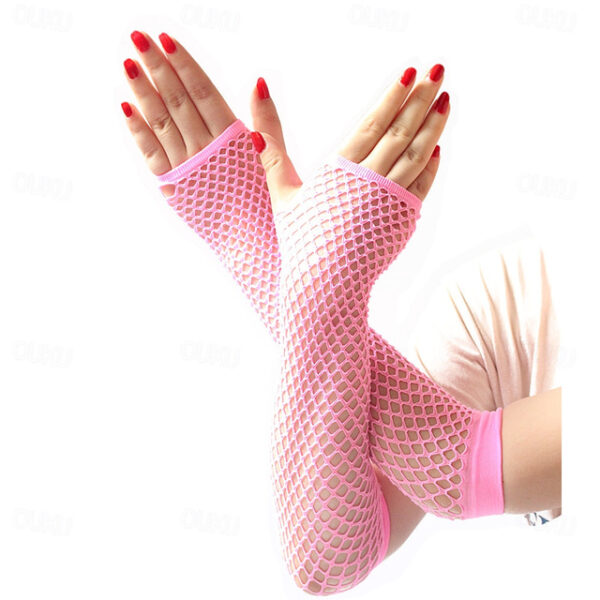 Festival & Party Fishnet Gloves - Stretchy Punk Half-Finger Sexy Long Gloves, Nightclub Etiquette, European & American Style 2025 - US $6.99