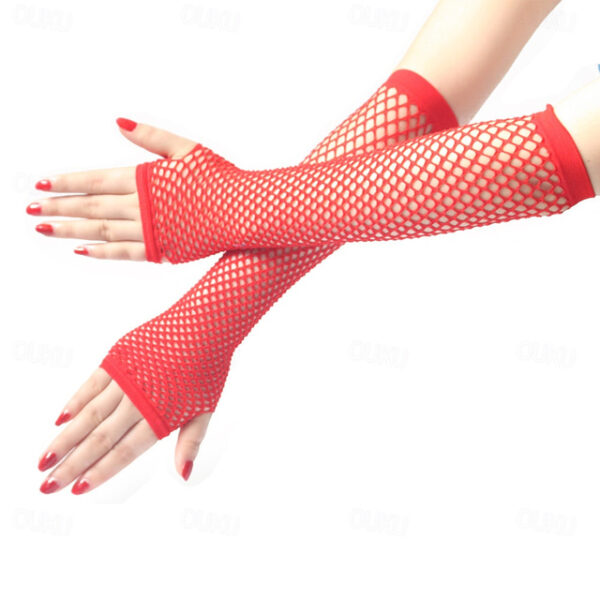 Festival & Party Fishnet Gloves - Stretchy Punk Half-Finger Sexy Long Gloves, Nightclub Etiquette, European & American Style 2025 - US $6.99