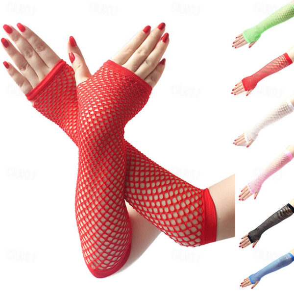 Festival & Party Fishnet Gloves - Stretchy Punk Half-Finger Sexy Long Gloves, Nightclub Etiquette, European & American Style 2025 - US $6.99
