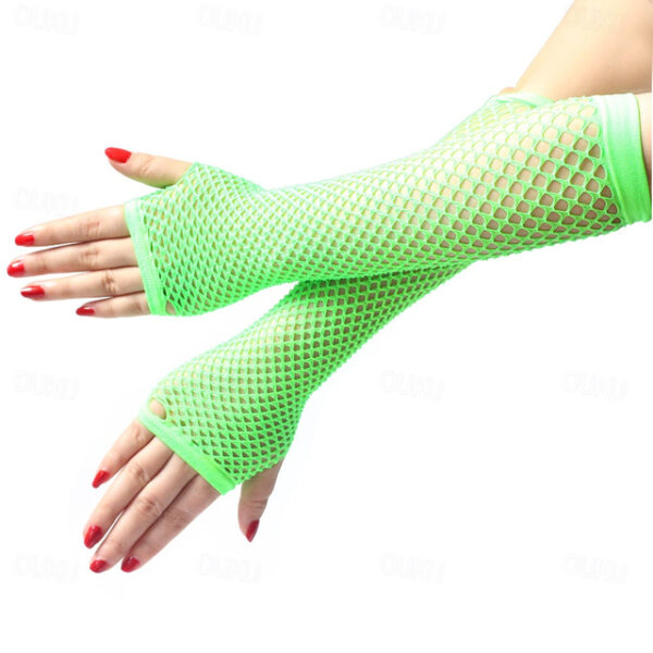 Festival & Party Fishnet Gloves - Stretchy Punk Half-Finger Sexy Long Gloves, Nightclub Etiquette, European & American Style 2025 - US $6.99