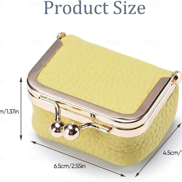 Genuine Leather Mini Jewelry Box, Portable Vintage-inspired Genuine Leather Coin Purse Jewelry Case with Kiss Lock, Mini Travel Ring Box for Women for