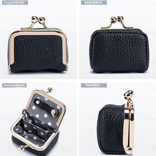 Genuine Leather Mini Jewelry Box, Portable Vintage-inspired Genuine Leather Coin Purse Jewelry Case with Kiss Lock, Mini Travel Ring Box for Women for