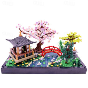 Micro Building Blocks SetsChinese Zen Garden Architecture and Cherry Blossom Bonsai Tree Building Toys for AdultsJapanese Sakura House ModelCreative M