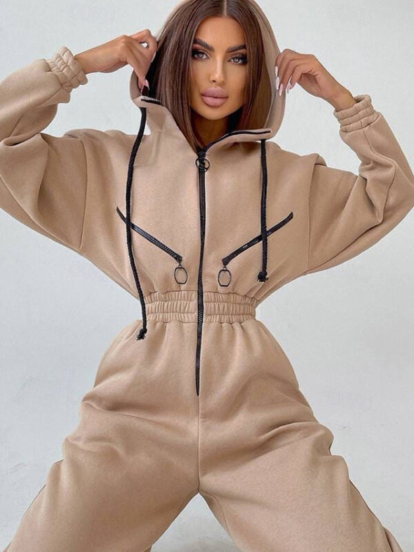 Women's Active Streetwear Tracksuit Pants Sets Long Sleeve Hooded Solid Color Casual Weekend Black White Pink Fall & Winter Regular Fit 2025 - US $40.