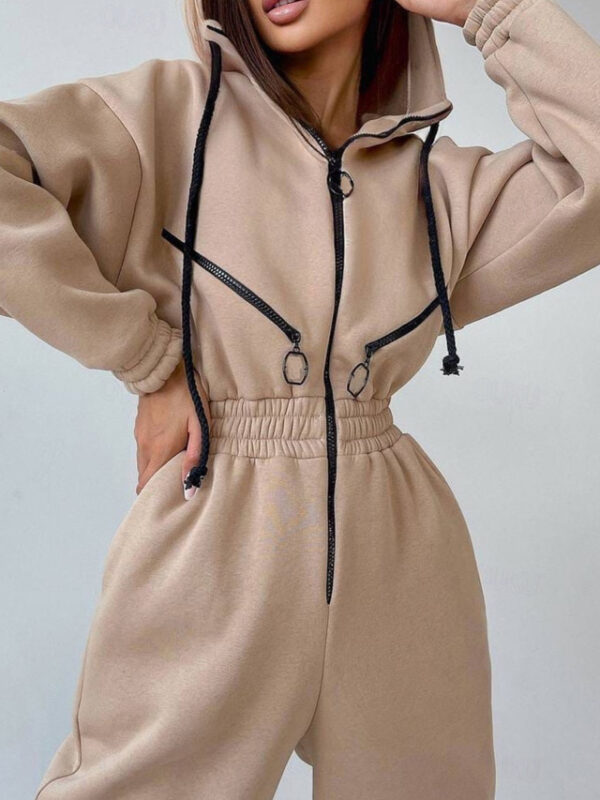 Women's Active Streetwear Tracksuit Pants Sets Long Sleeve Hooded Solid Color Casual Weekend Black White Pink Fall & Winter Regular Fit 2025 - US $40.