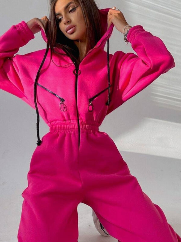 Women's Active Streetwear Tracksuit Pants Sets Long Sleeve Hooded Solid Color Casual Weekend Black White Pink Fall & Winter Regular Fit 2025 - US $40.