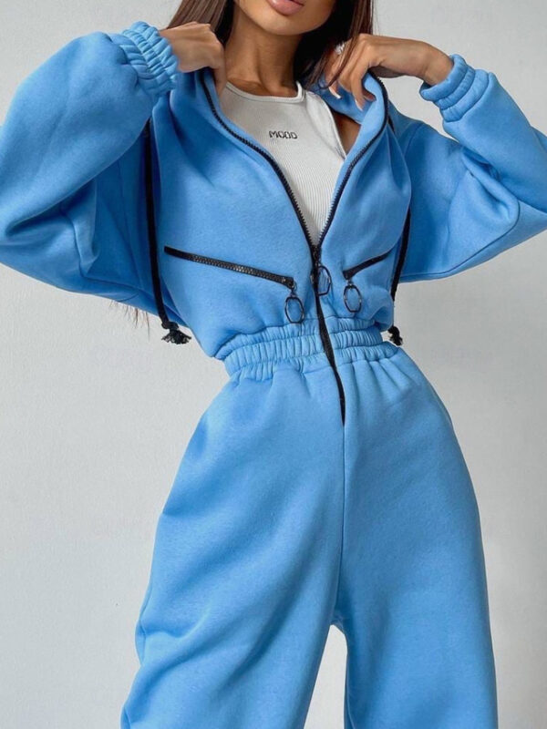 Women's Active Streetwear Tracksuit Pants Sets Long Sleeve Hooded Solid Color Casual Weekend Black White Pink Fall & Winter Regular Fit 2025 - US $40.