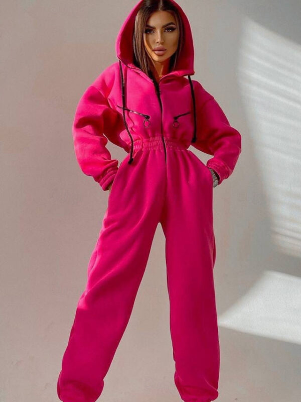 Women's Active Streetwear Tracksuit Pants Sets Long Sleeve Hooded Solid Color Casual Weekend Black White Pink Fall & Winter Regular Fit 2025 - US $40.