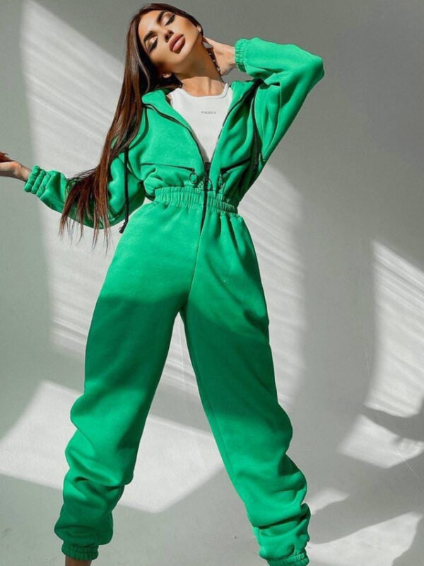 Women's Active Streetwear Tracksuit Pants Sets Long Sleeve Hooded Solid Color Casual Weekend Black White Pink Fall & Winter Regular Fit 2025 - US $40.