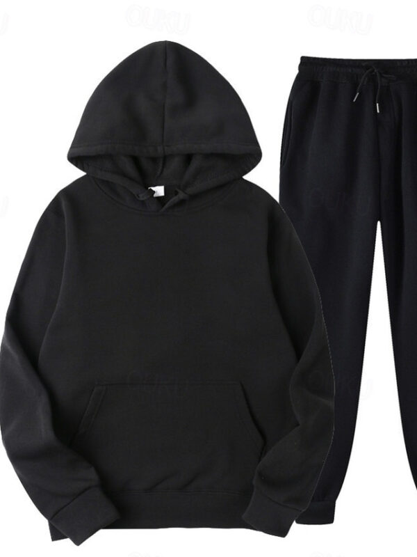 Women's Basic Hoodie Tracksuit Pants Sets Sweatpants Joggers Long Sleeve Hooded Solid Color Drawstring Valentine's Day Sports Outdoor Casual Black Yel