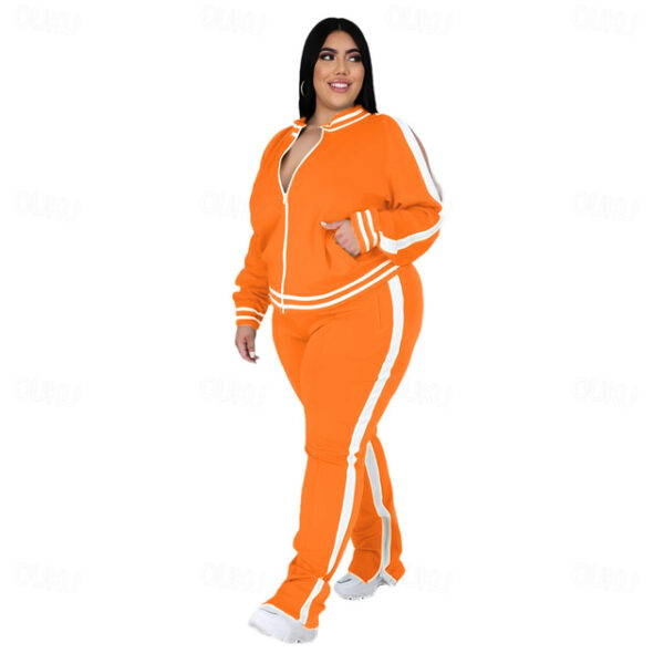 Women's Tracksuit Sweatsuit 2 Piece Athletic Winter Long Sleeve Thermal Warm Breathable Soft Fitness Running Jogging Sportswear Activewear Striped Bla